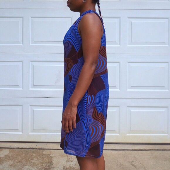 PrettyLittleThing Abstract Swirl Mesh One Shoulder Mini Dress NWT Sz 16 - Picture 5 of 15